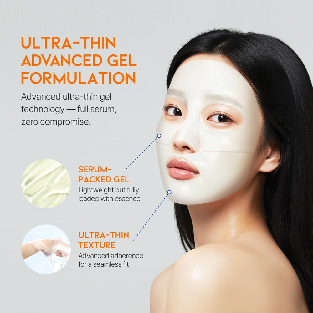 OOTD Vitamin C hydrogel mask close-up highlighting brightening benefits.