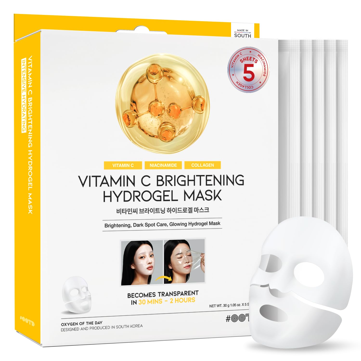OOTD Vitamin C Collagen Glutathione hydrogel mask pack for at-home hydration.