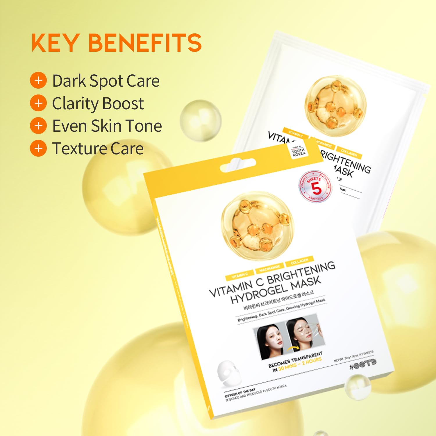 OOTD hydrogel mask packaging with five masks for easy routine care.