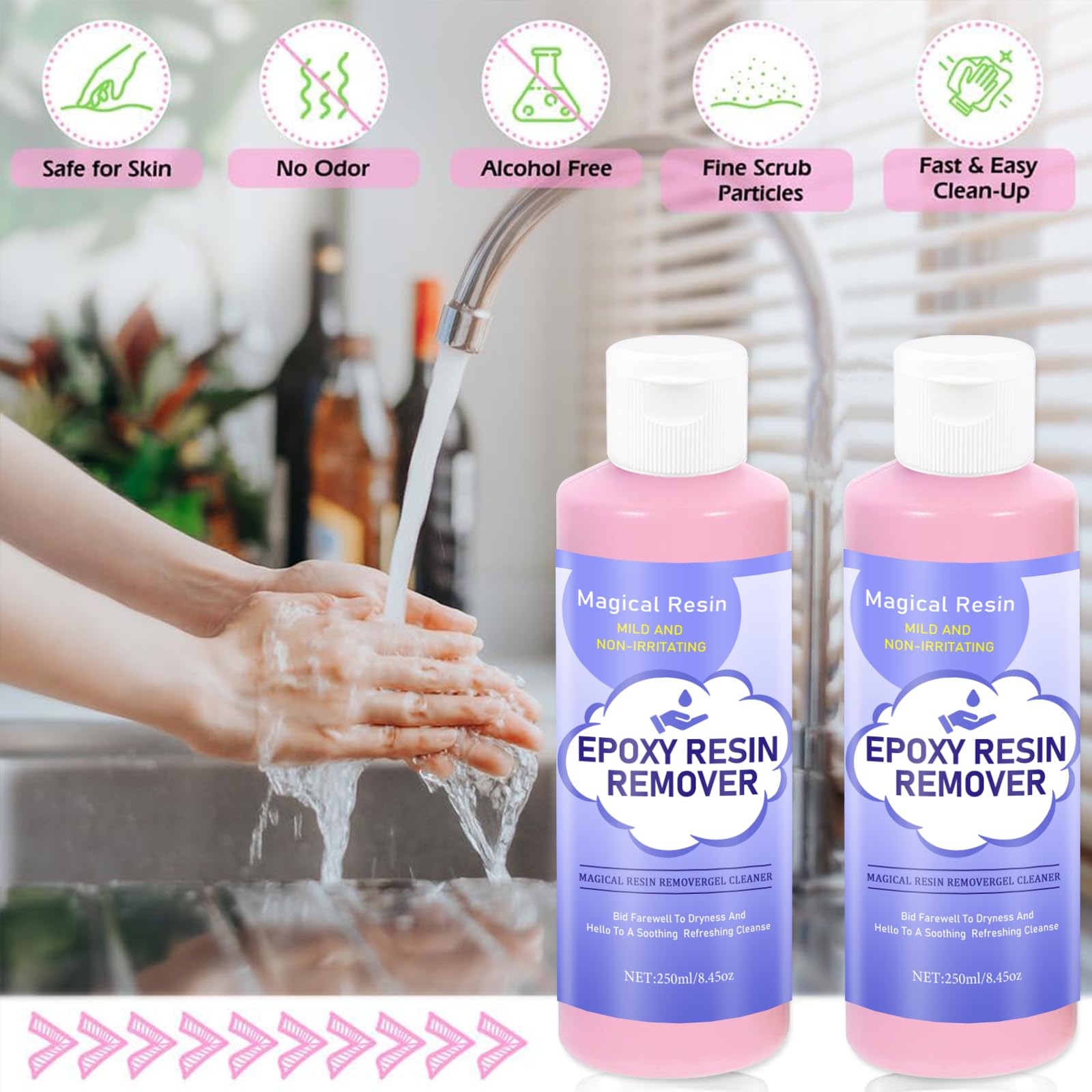 OOTDART Hands Resin Remover Gel on hand demonstrates quick resin cleanup.