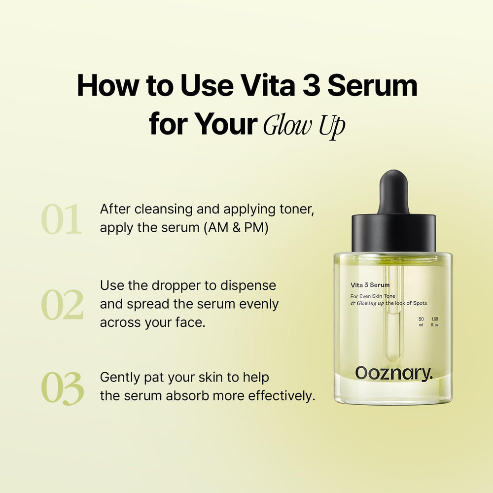 D-Panthenol noted for moisture and skin barrier support on OOZNARY Vita 3 Serum