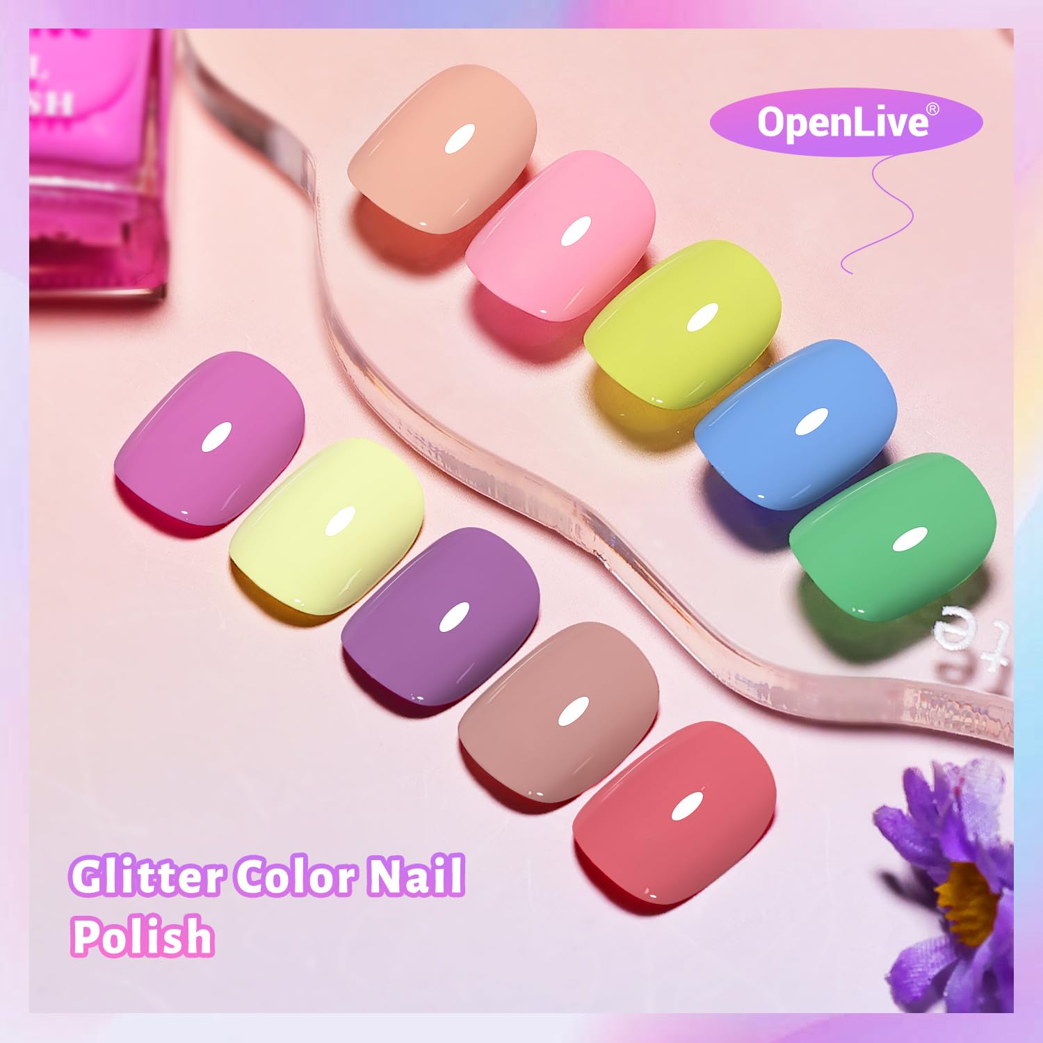 OpenLive color swatches display a vibrant shade selection.