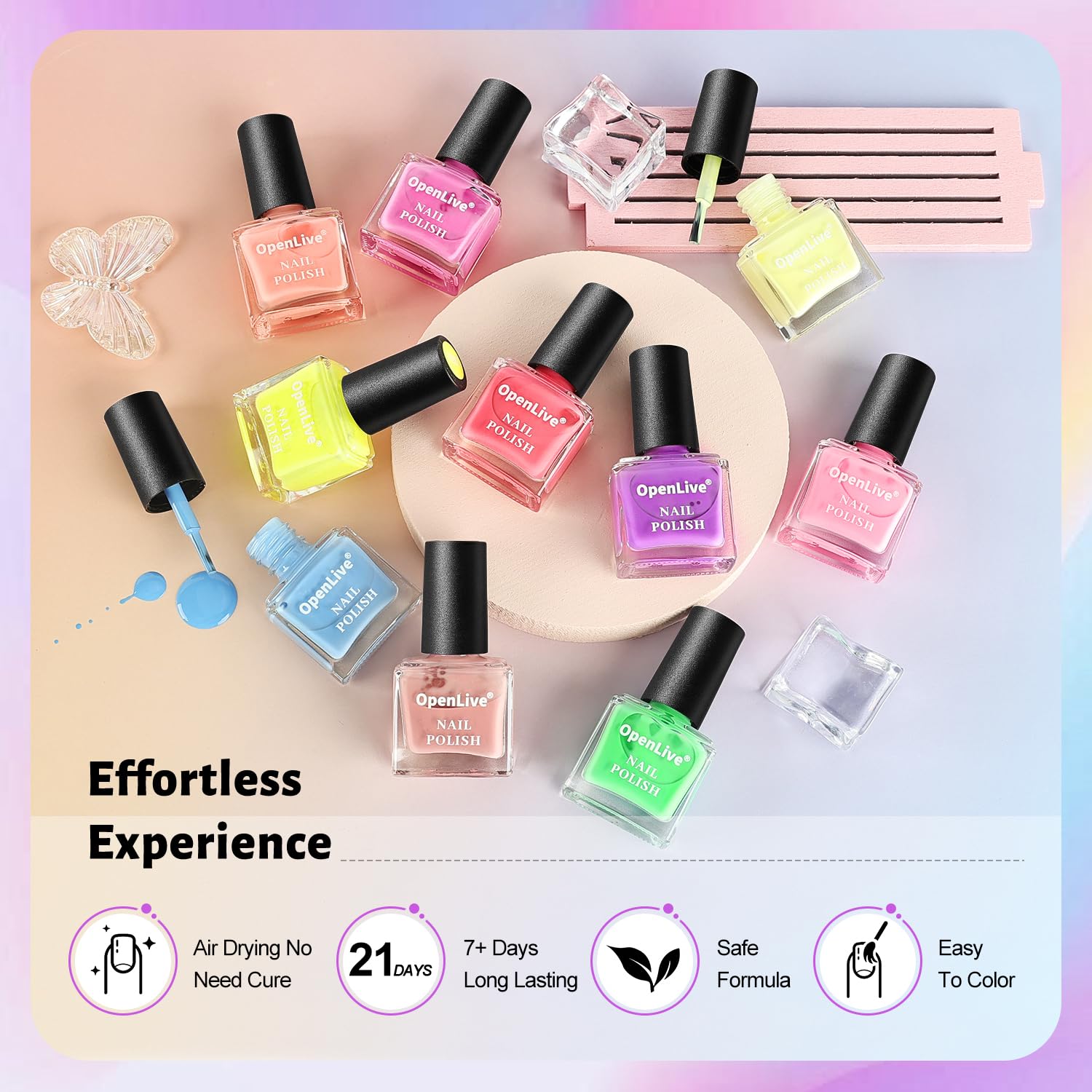 OpenLive eco-friendly formula with non-irritating color options.