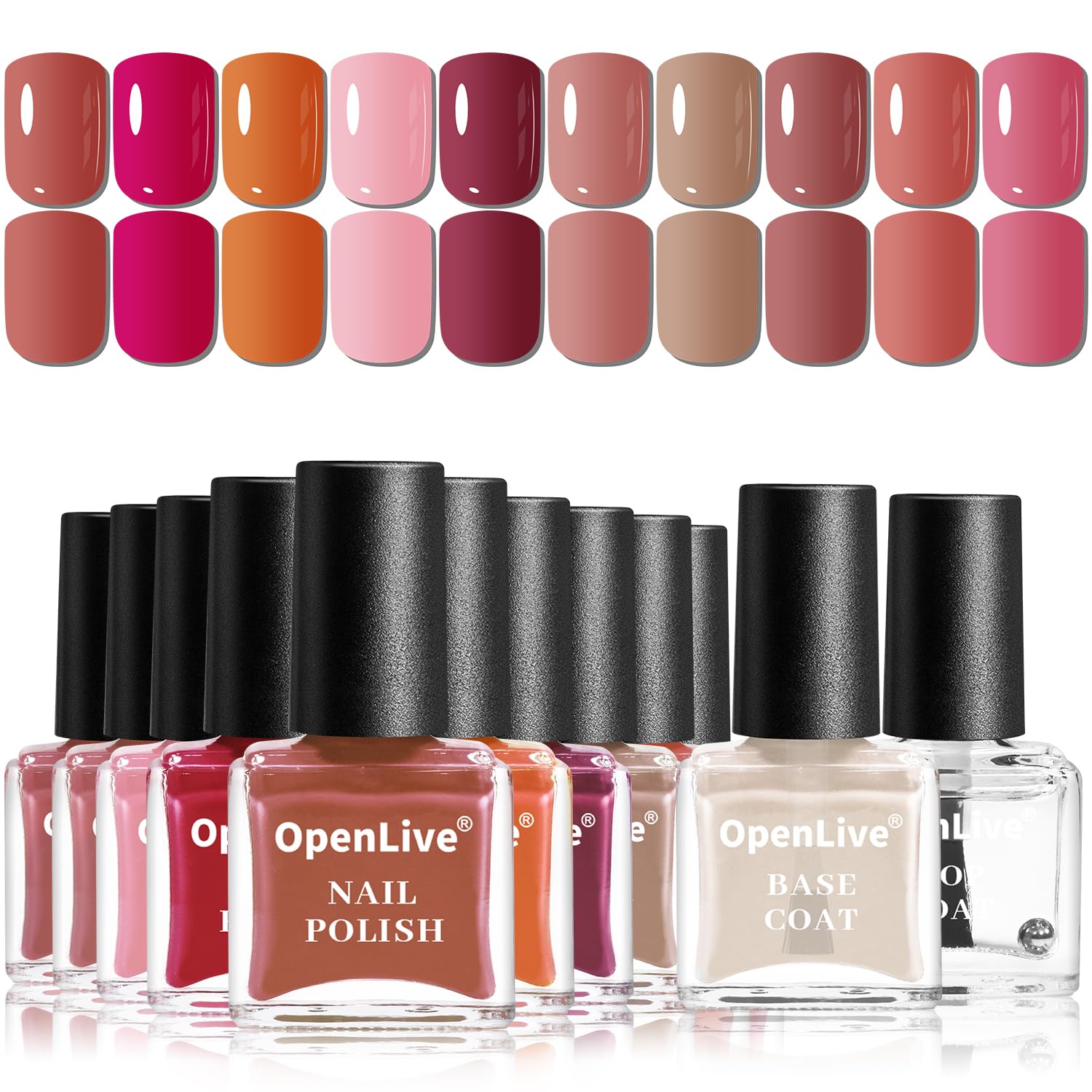 OpenLive rose nail polish set burgundy shade for an elegant evening look.