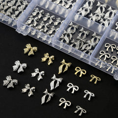 OPMADM white gold bow nail charms for sophisticated looks
