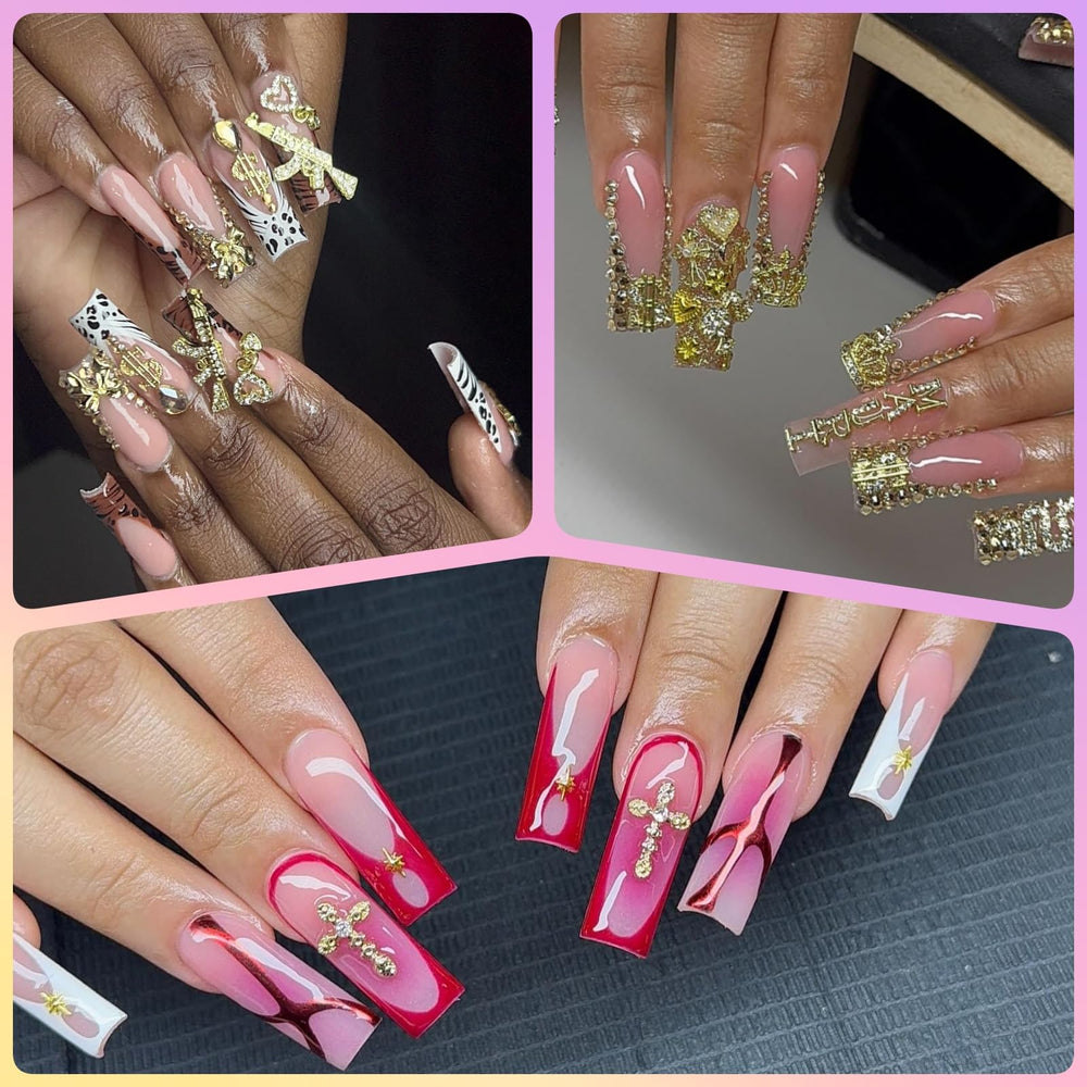 OPMADM cross-heart-star-money-charms add timeless sparkle to nails