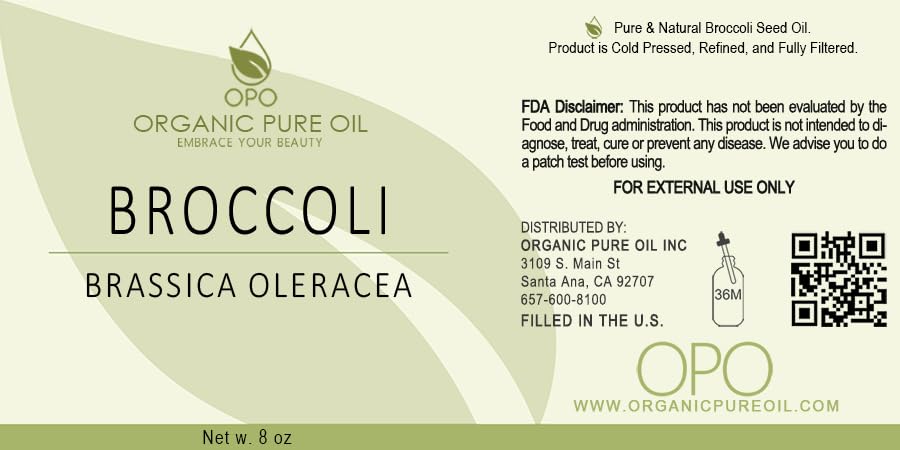 OPO broccoli seed oil pour highlights quick absorption for non-greasy moisturization.