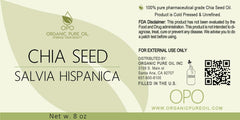 OPO Chia Seed Oil label highlights a single-ingredient formula for care.
