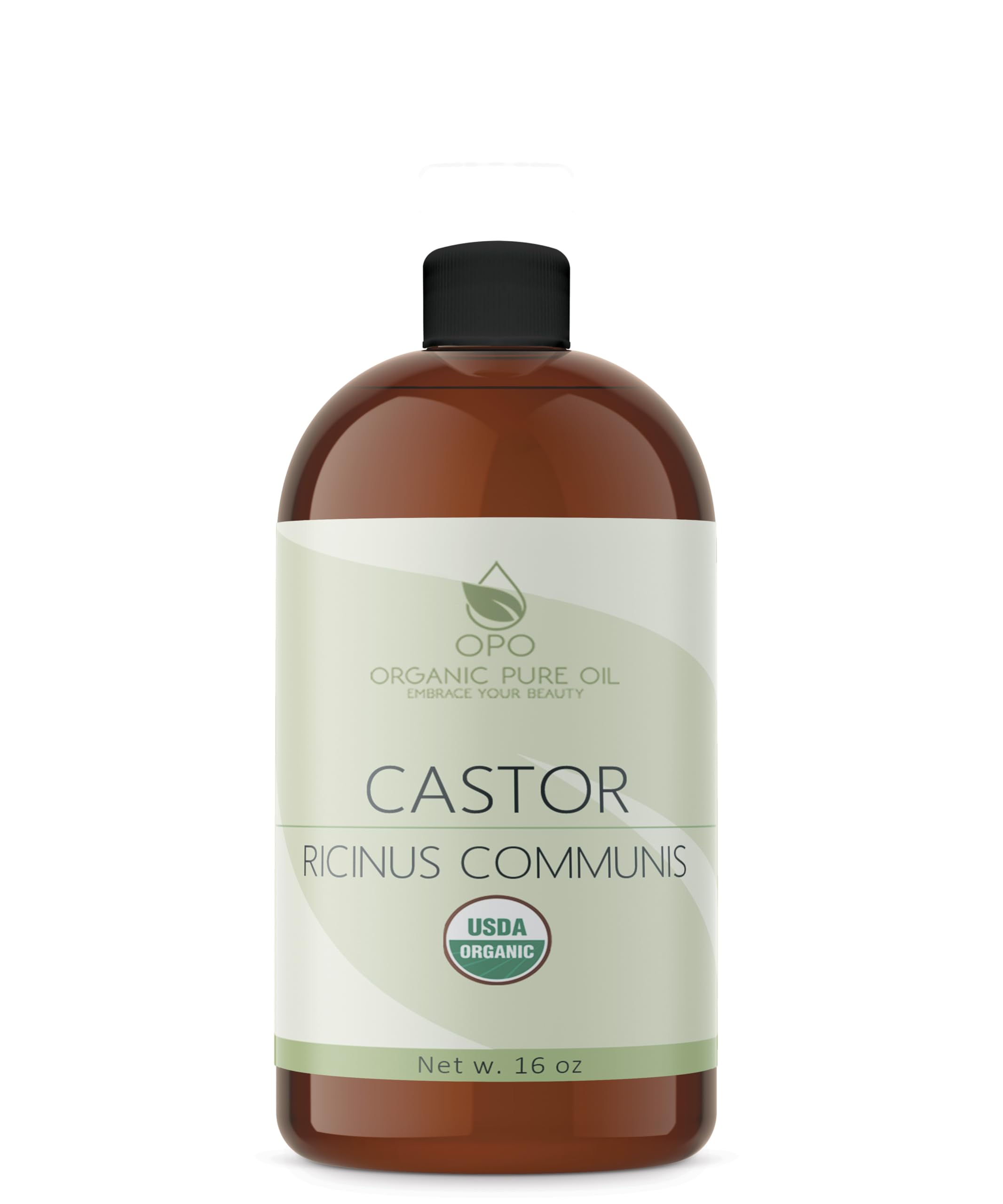 OPO Organic Castor Oil bottle front shows pure, odorless oil for daily skin care.