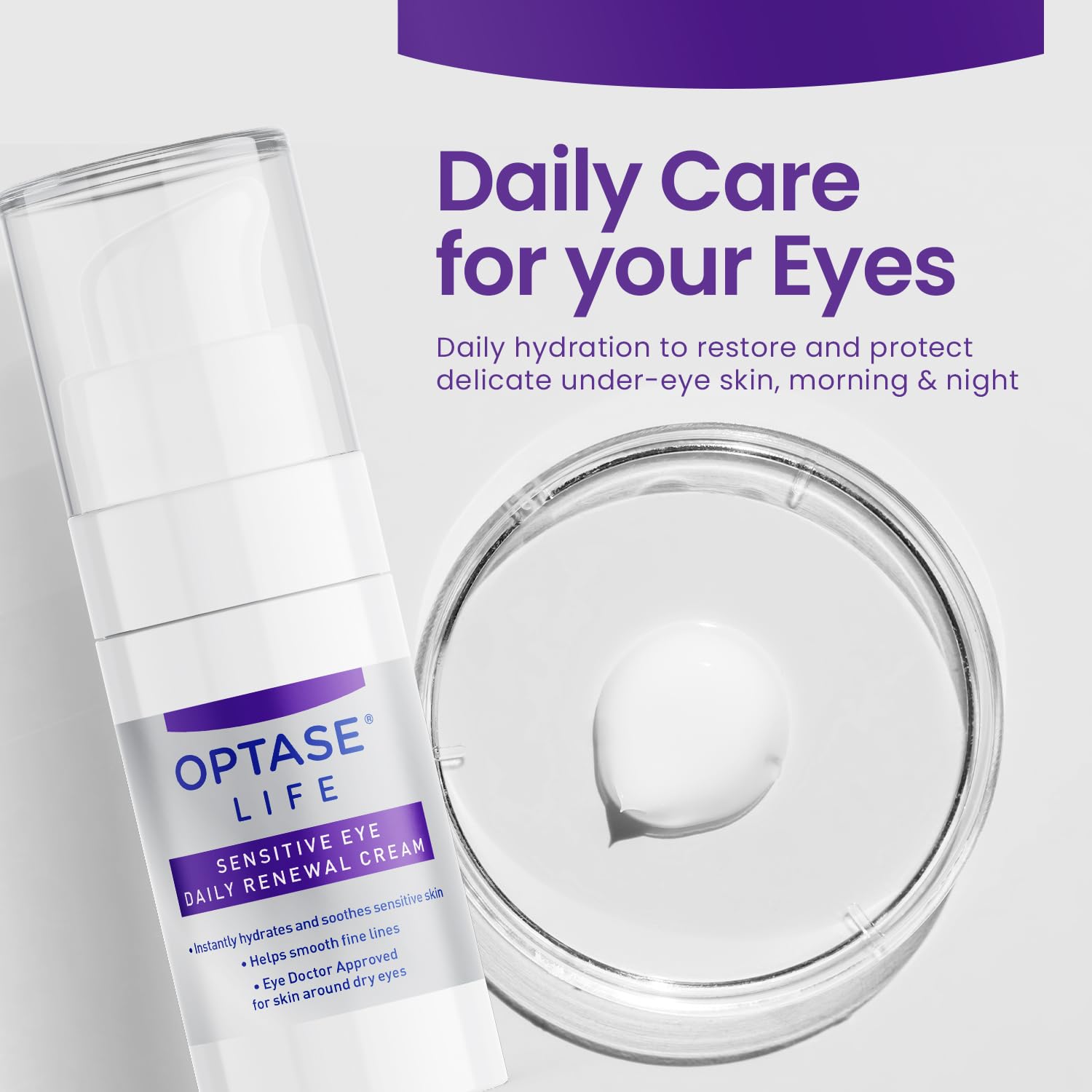 Optase LIFE glycerin-based hydration helps soothe dry eyelid skin