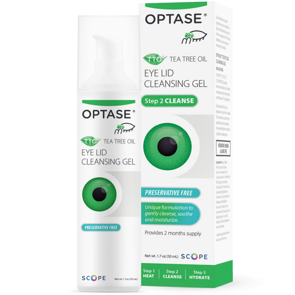 Optase TTO eyelid cleansing gel bottle cap for gentle daily use