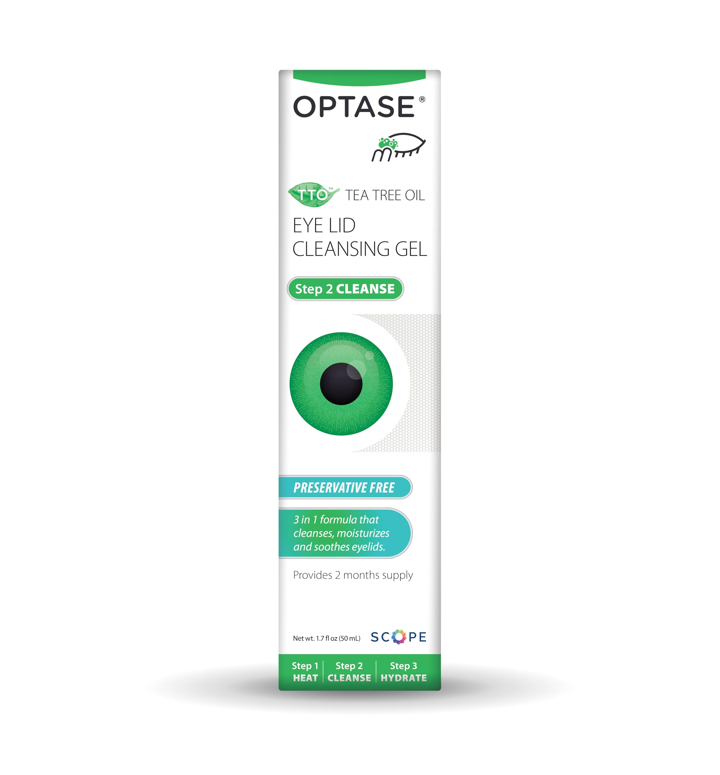 Optase TTO eyelid cleansing gel hand application makes massage easy
