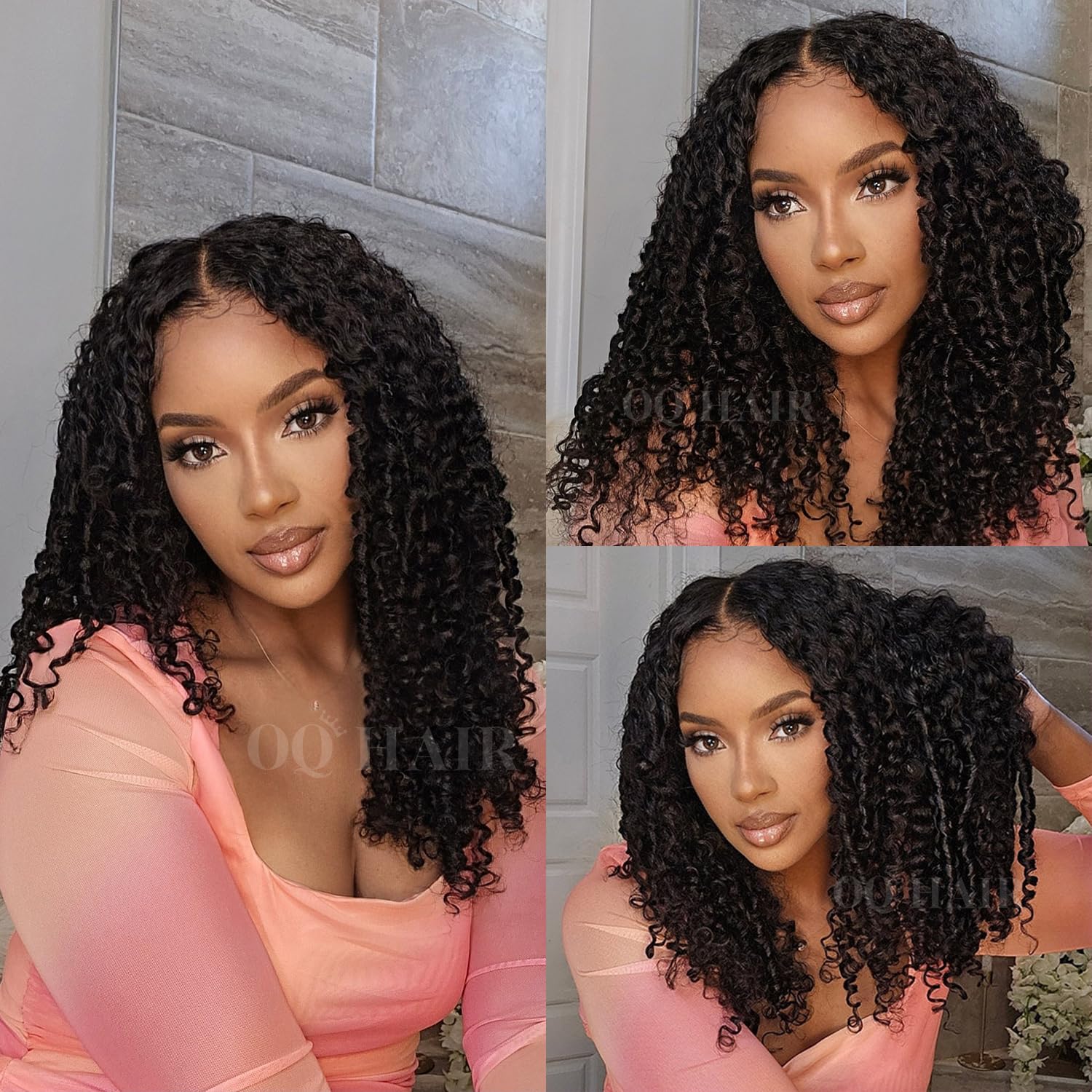 OQ Hair glueless drawstring cap wig enables quick wear and secure fit.
