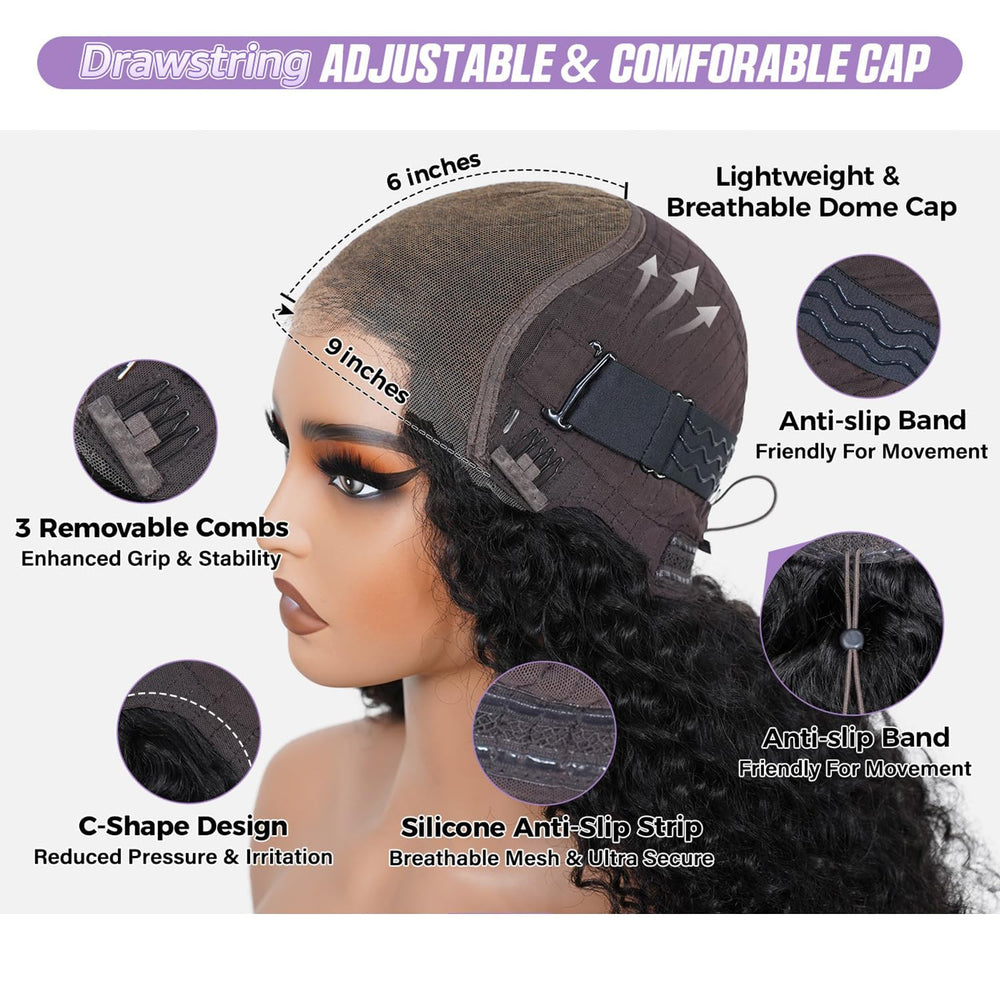 OQ Hair natural-color Burmese curly wig blends with real hair