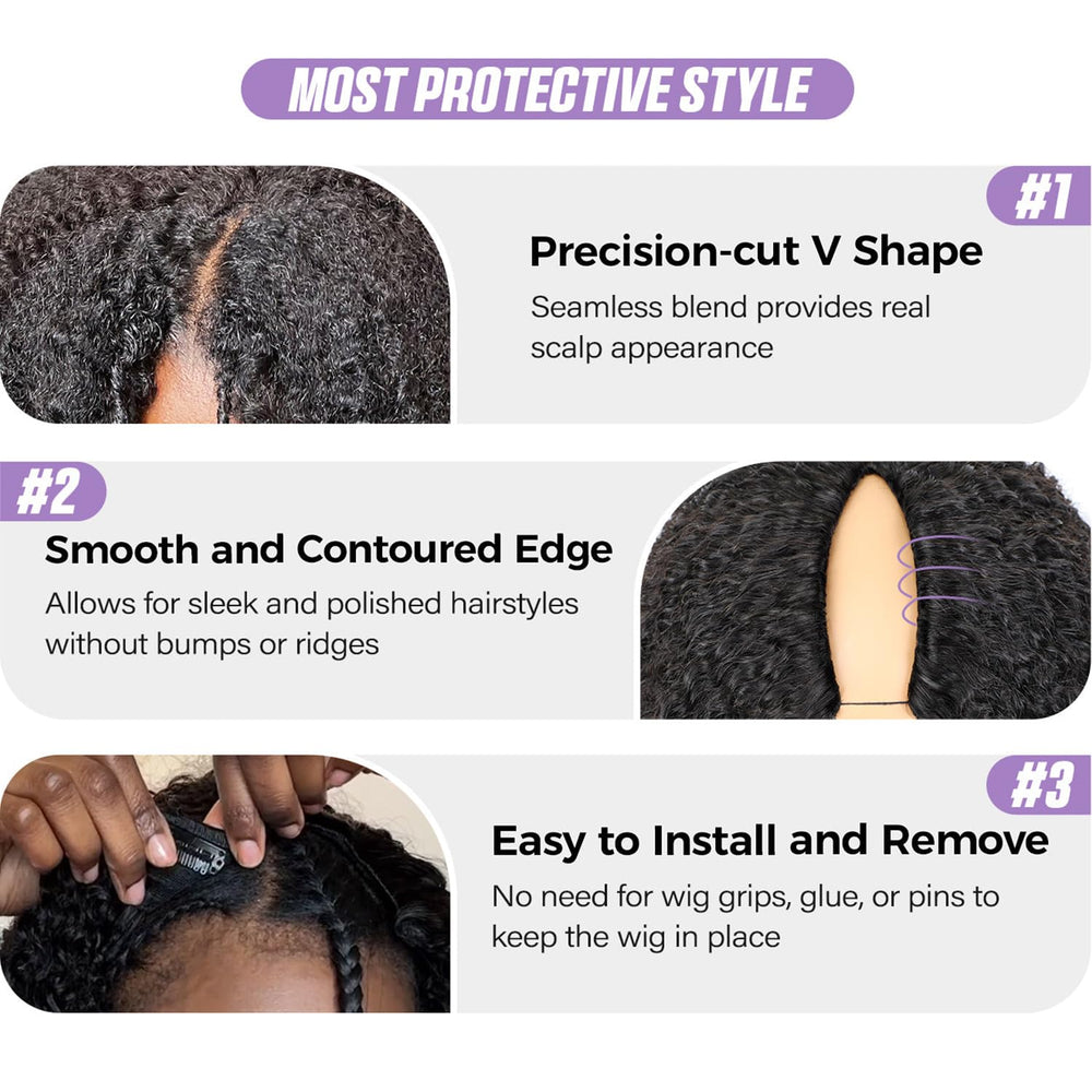 OQ Hair V Part Wig 180% density for fullness and bounce