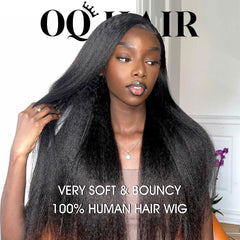 OQ Hair V Part Wig 22-inch natural color for everyday wear.