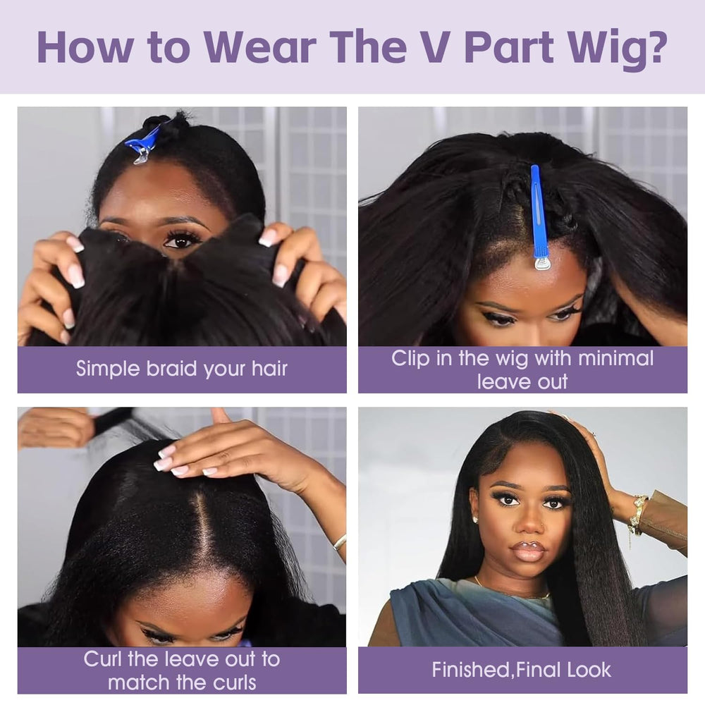 OQ Hair V Part Wig glueless design for quick styling.