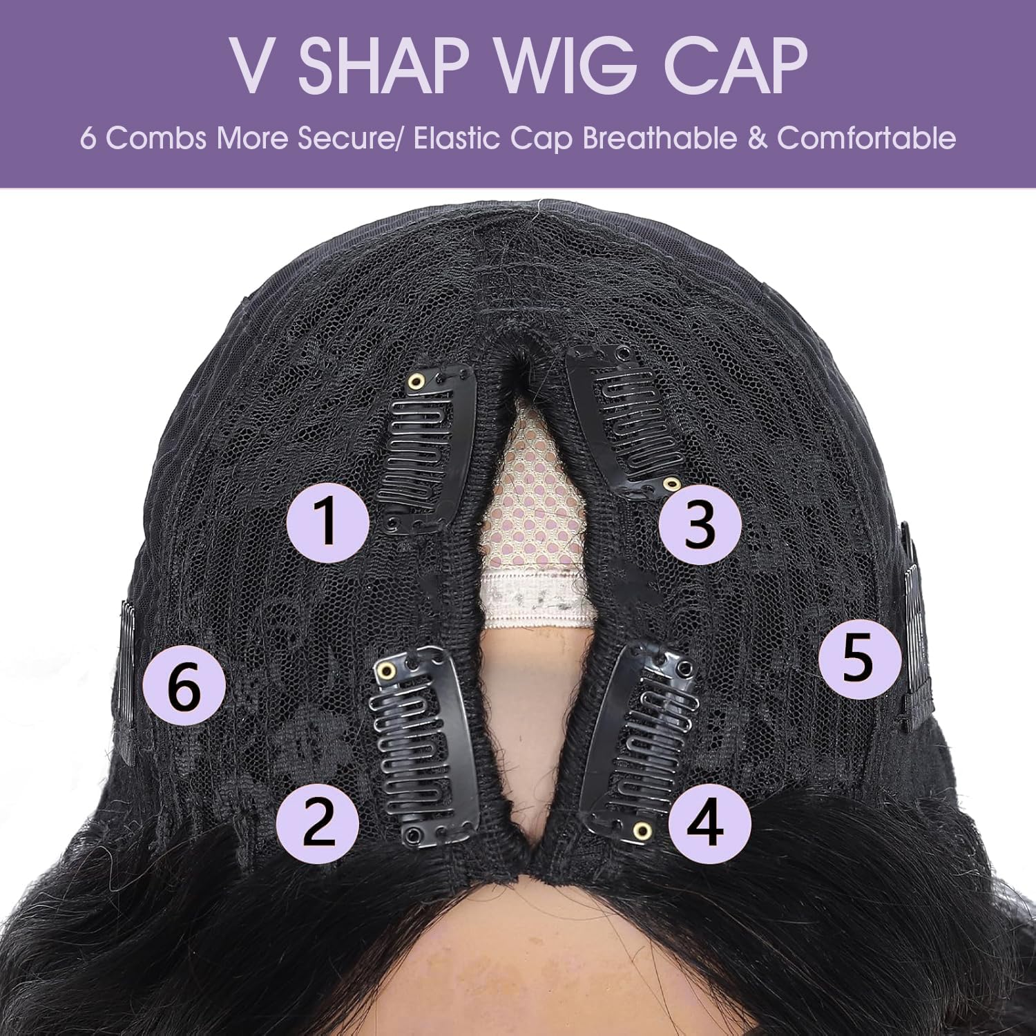 OQ Hair V Part Wig natural color 18in shown on model