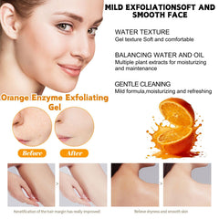 Beads of the Orange Exfoliating Gel Scrub visible on skin for body use.