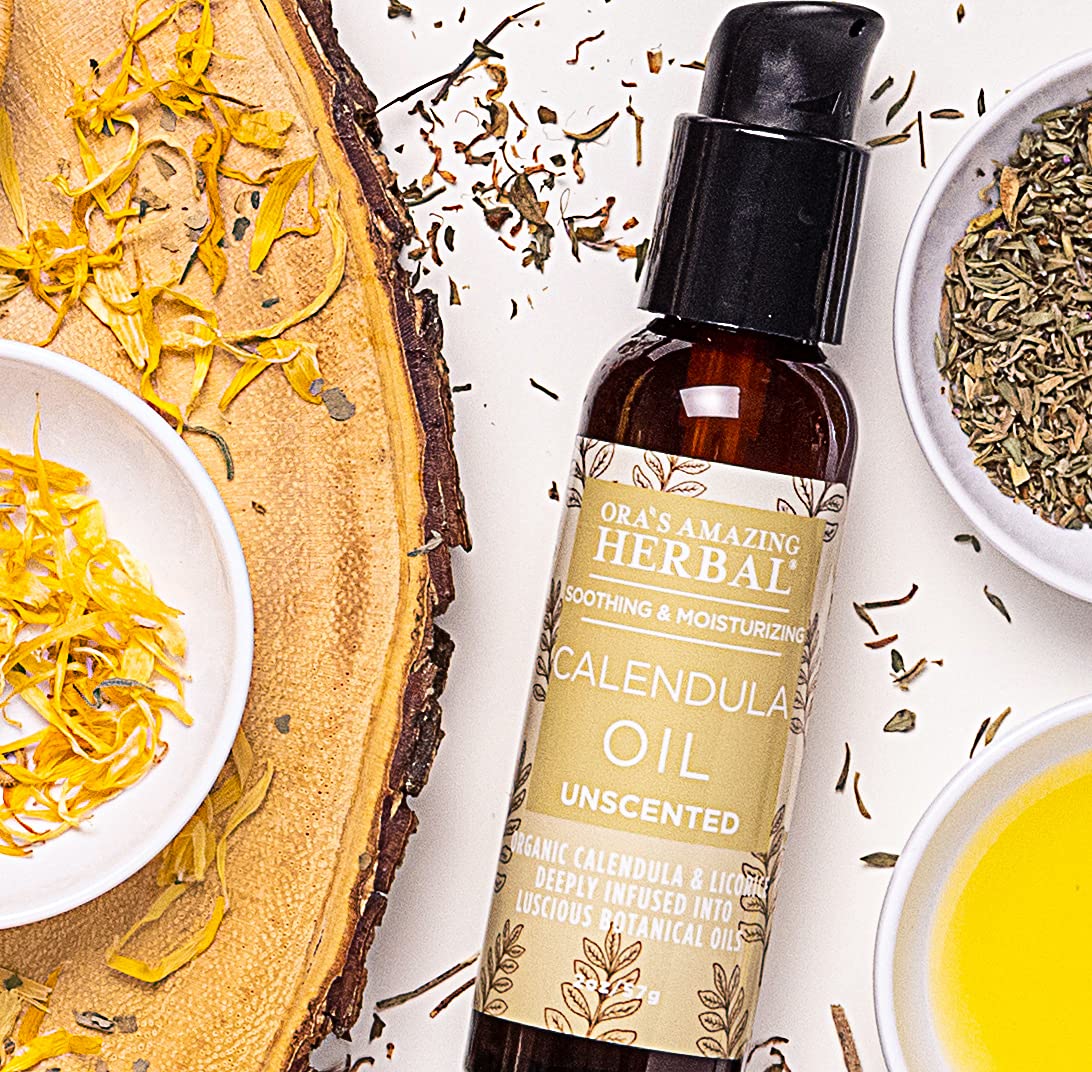 Ora's Amazing Herbal calendula oil ingredients grapeseed highlights nourishing base oil