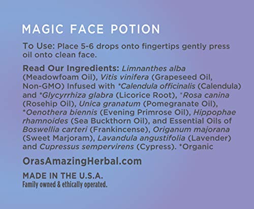 Ora's Amazing Magic Face Potion packaging conveys eco-friendly, family-made care
