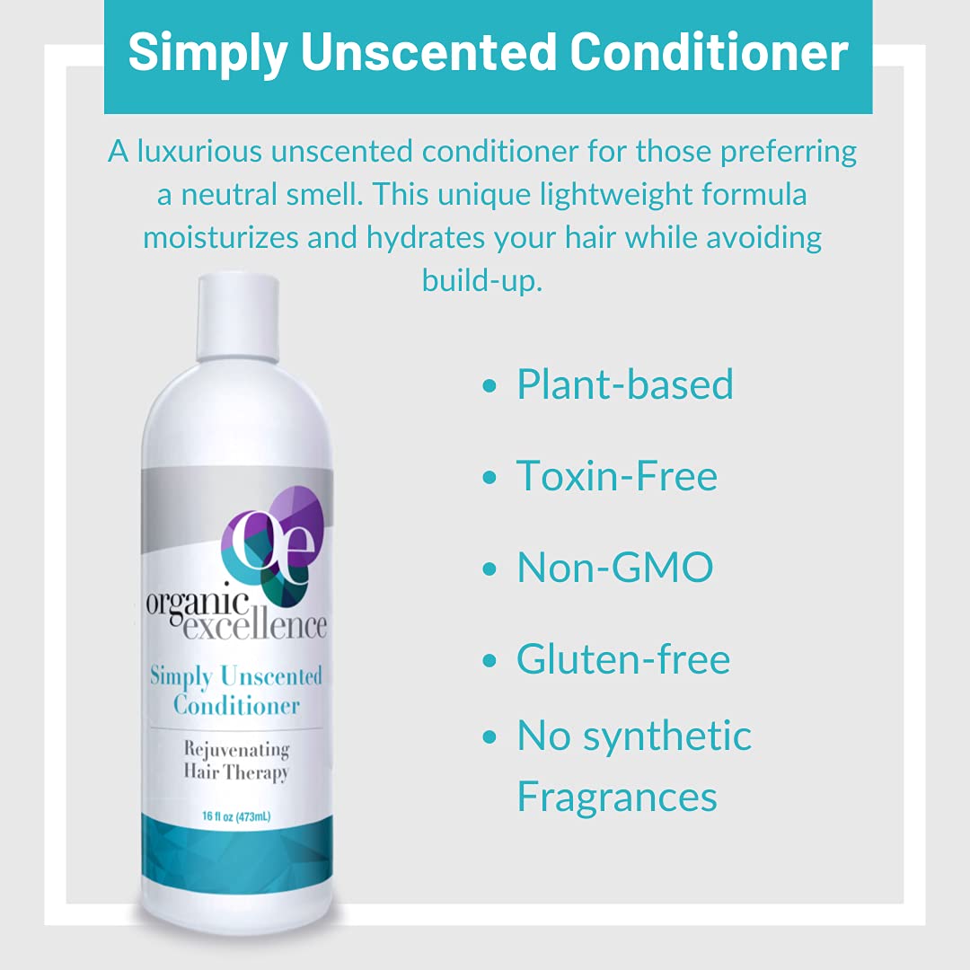 Organic Excellence conditioner with family-use imagery for everyday hair care