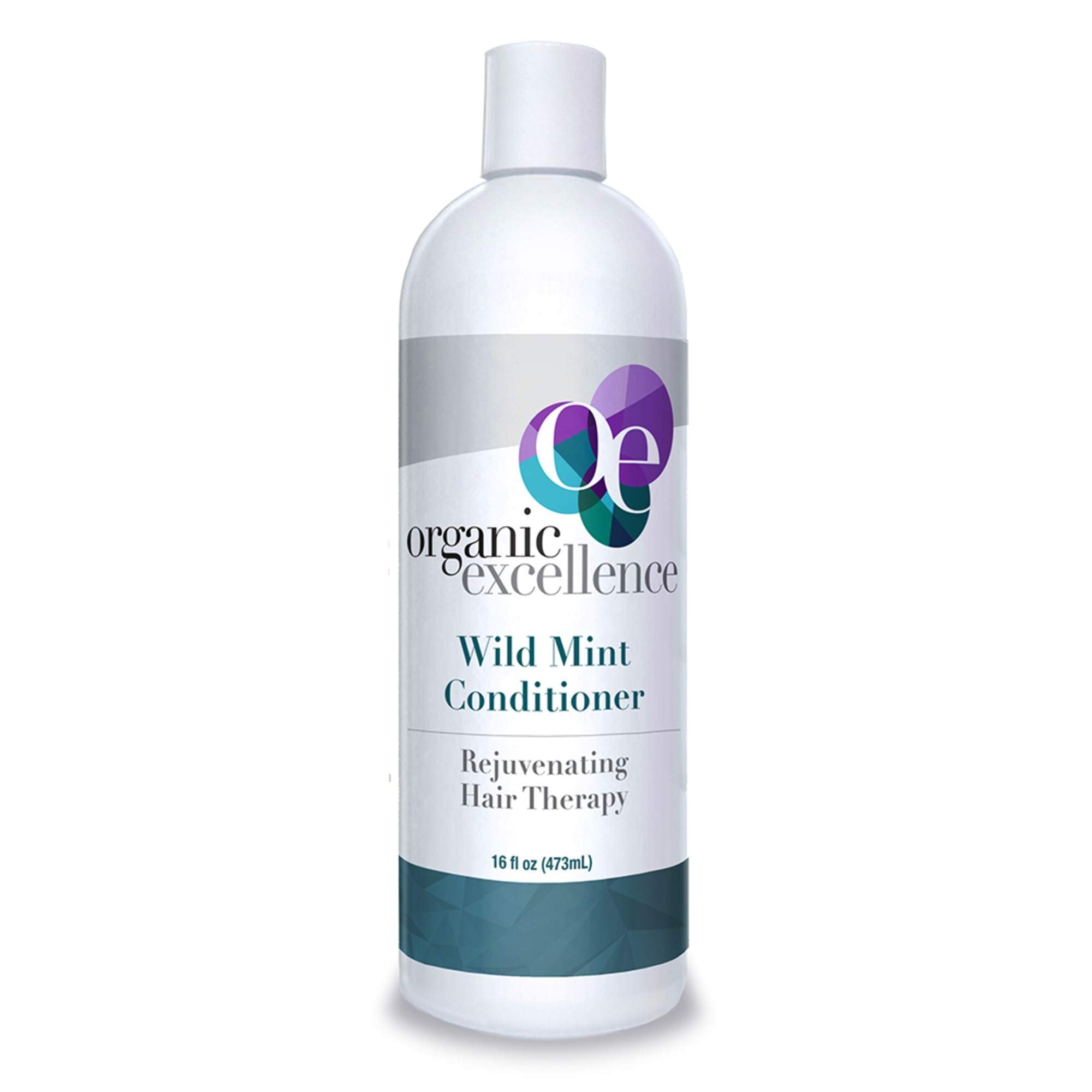 Organic Excellence Wild Mint Conditioner bottle pouring for lightweight hydration.