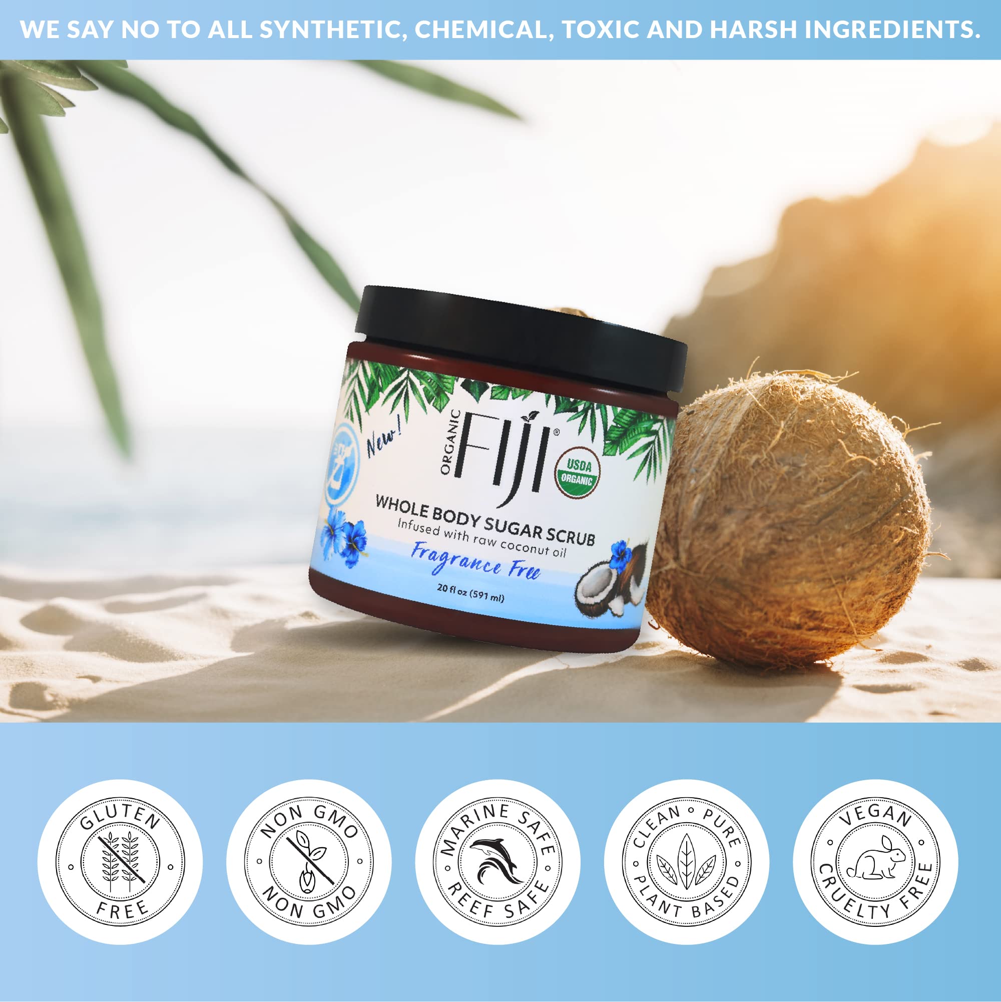 Organic Fiji after-wash skin looks soft, hydrated, and refreshed.