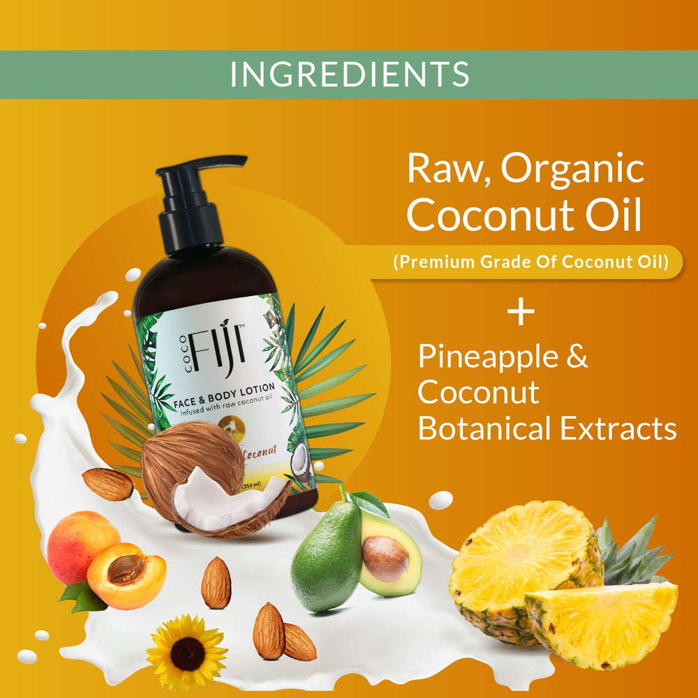 Organic Fiji lotion shown as gentle body care option for all ages.
