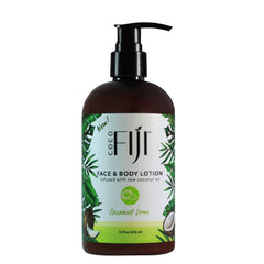 Organic Fiji Coco Fiji face and body lotion pump bottle for deep hydration.