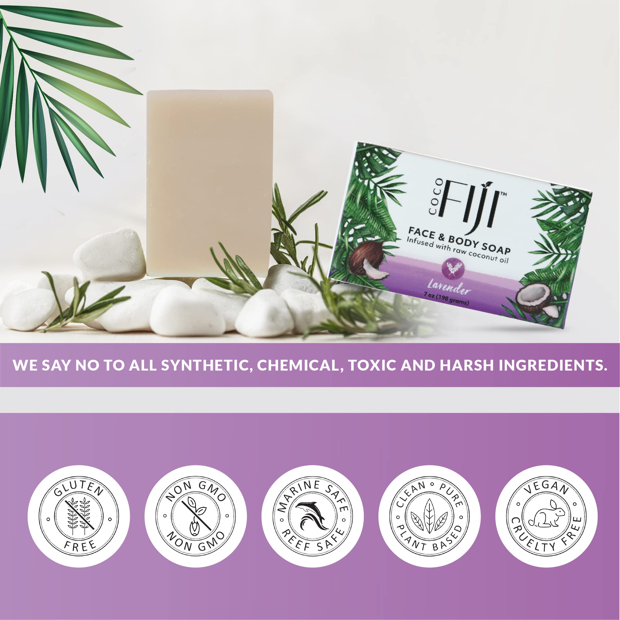 Organic Fiji Coco Fiji Soap Bar closeup showing natural texture.