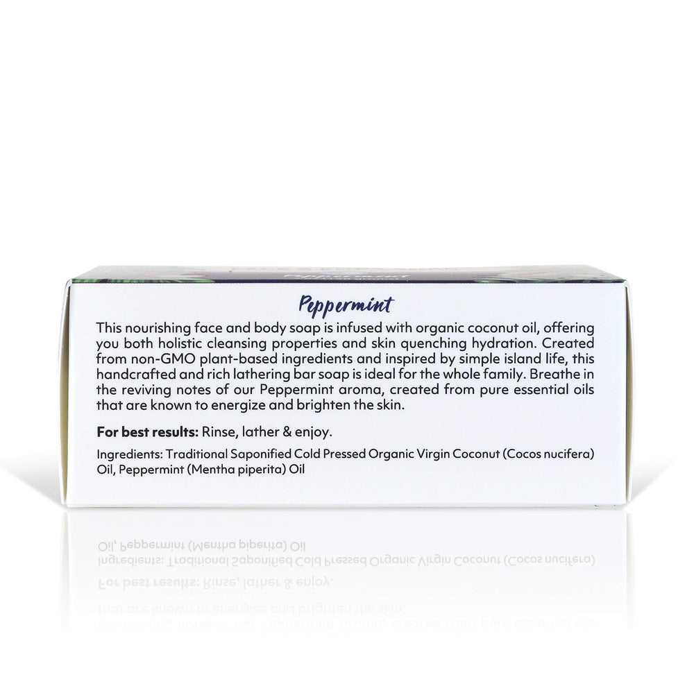 Coco Fiji soap’s rich lather and peppermint aroma for a refreshing cleanse.