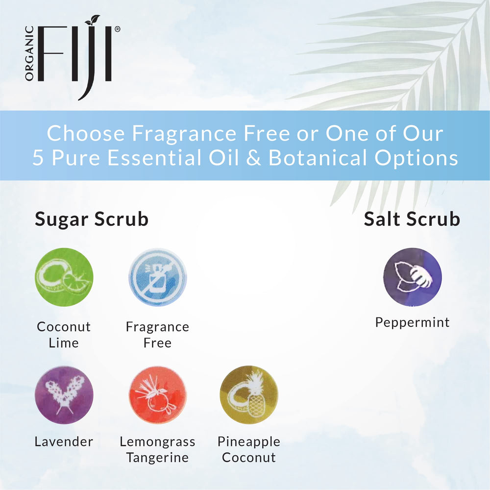 Organic Fiji fragrance-free packaging highlights clean, dermatologist-friendly exfoliation.