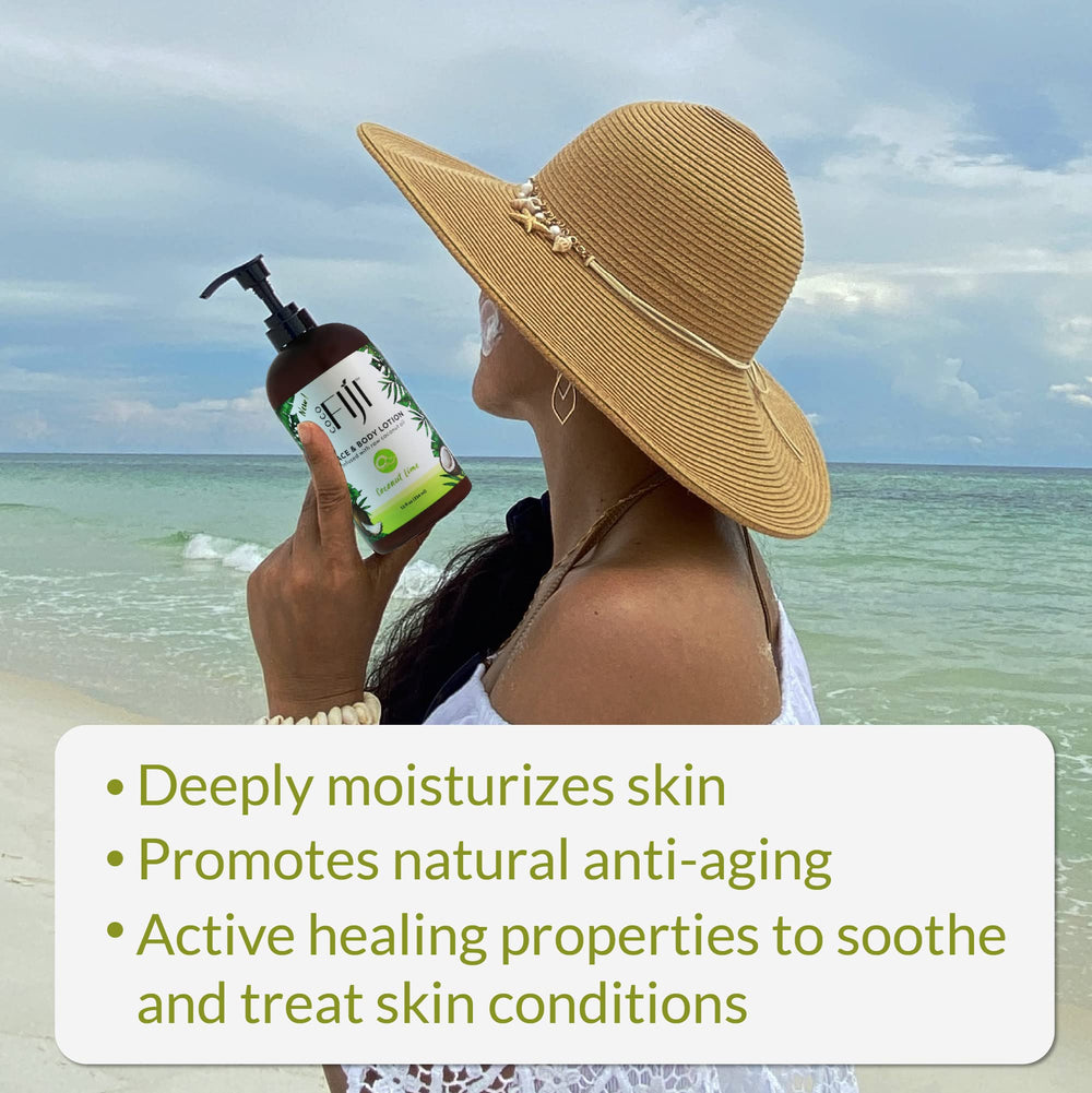 Organic Fiji coco-fiji-lotion-massage-oil-application supports relaxing skin massage.