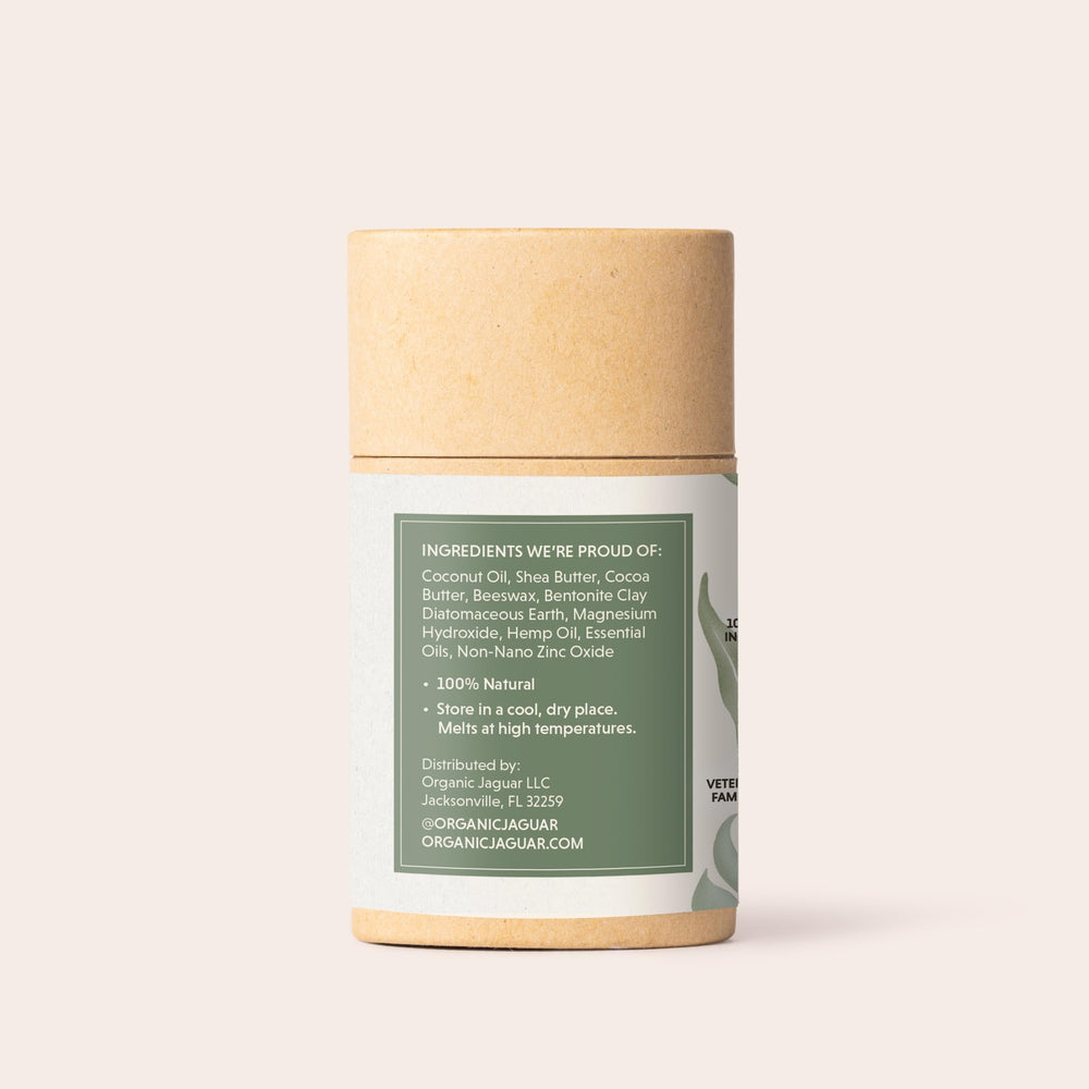 Organic Jaguar deodorant application demonstrates smooth, fragrance-free glide on skin.