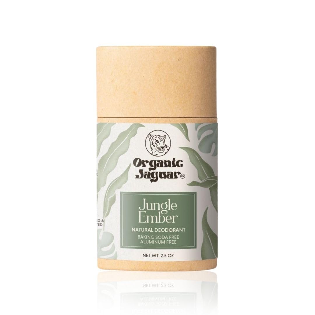 Organic Jaguar deodorant packaging shows a compact, travel-ready box.