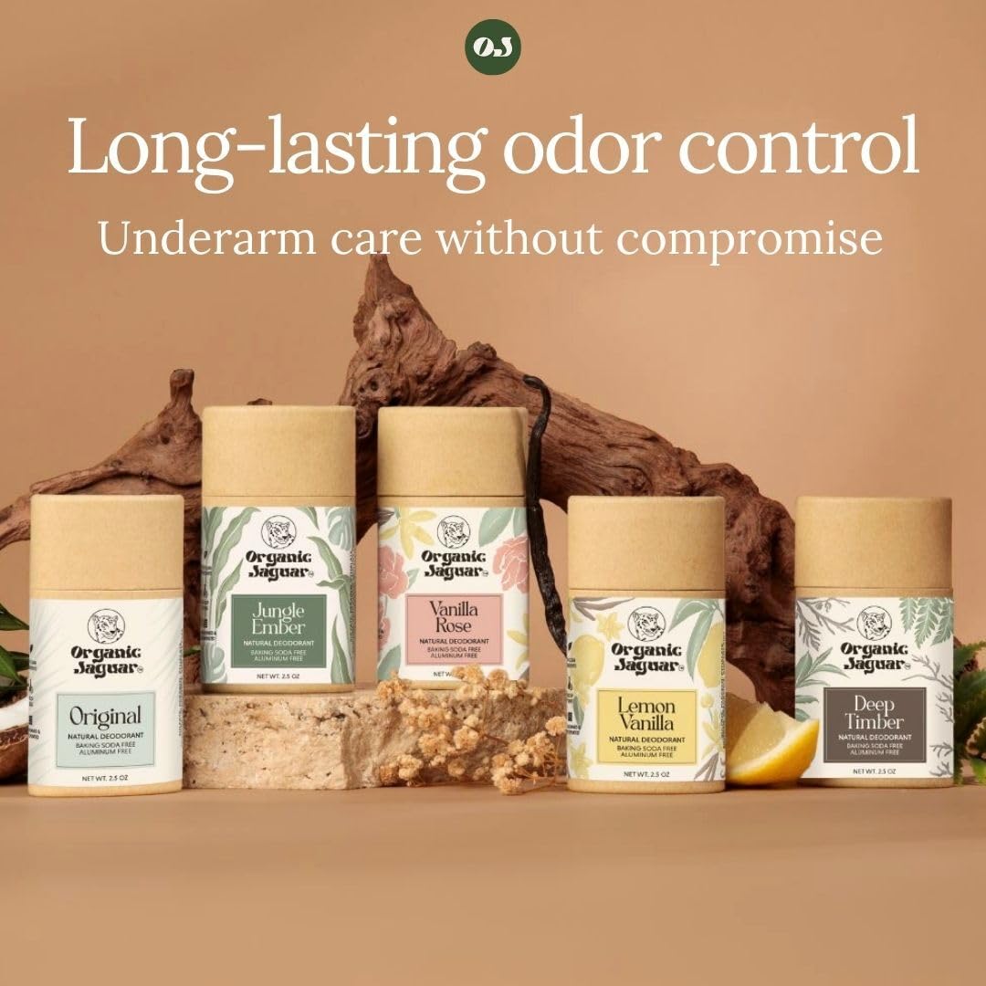 Organic Jaguar deodorant travel size 2oz fits in bags.