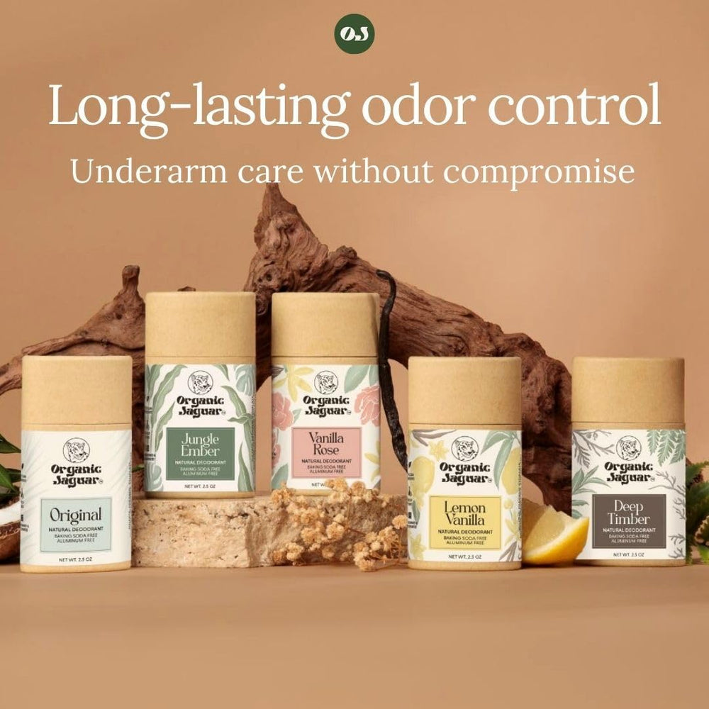 Organic Jaguar deodorant travel size 2oz fits in bags.