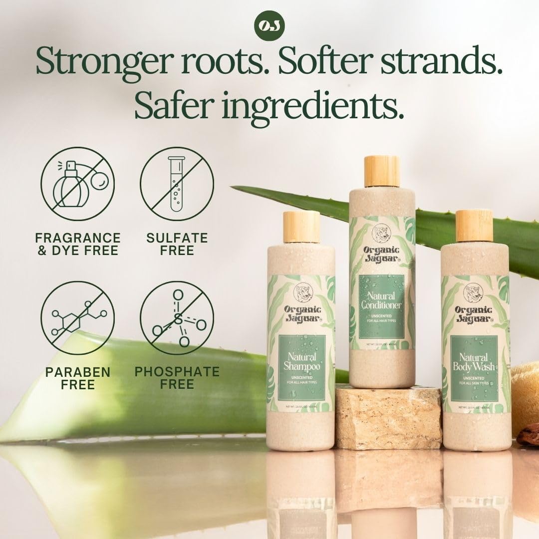 Organic Jaguar Natural Shampoo application showing rich lather for clean, manageable hair.