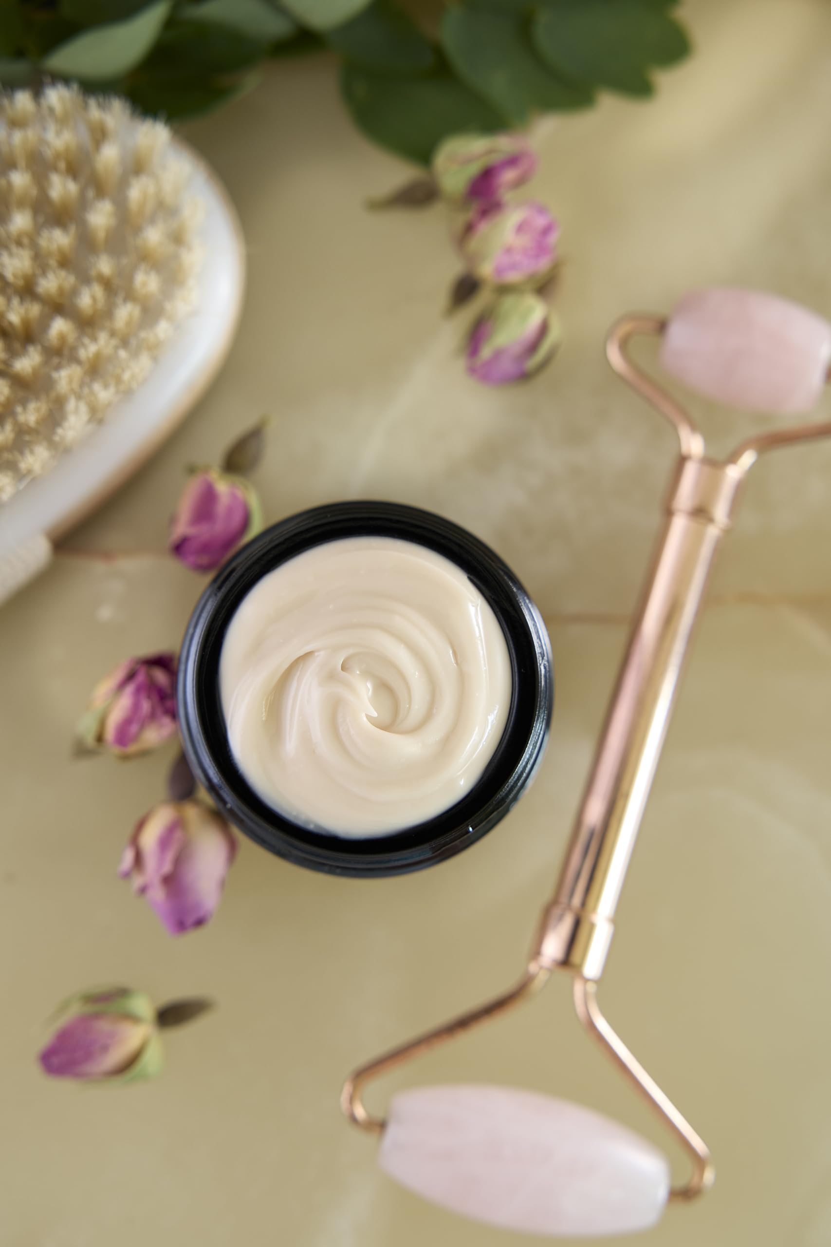 Organic Meadow Herbals Camellia oil applied for smooth, soft skin