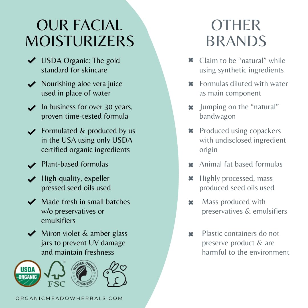 Organic Meadow Herbals Cream texture swirl shows lightweight, quick-absorbing formula