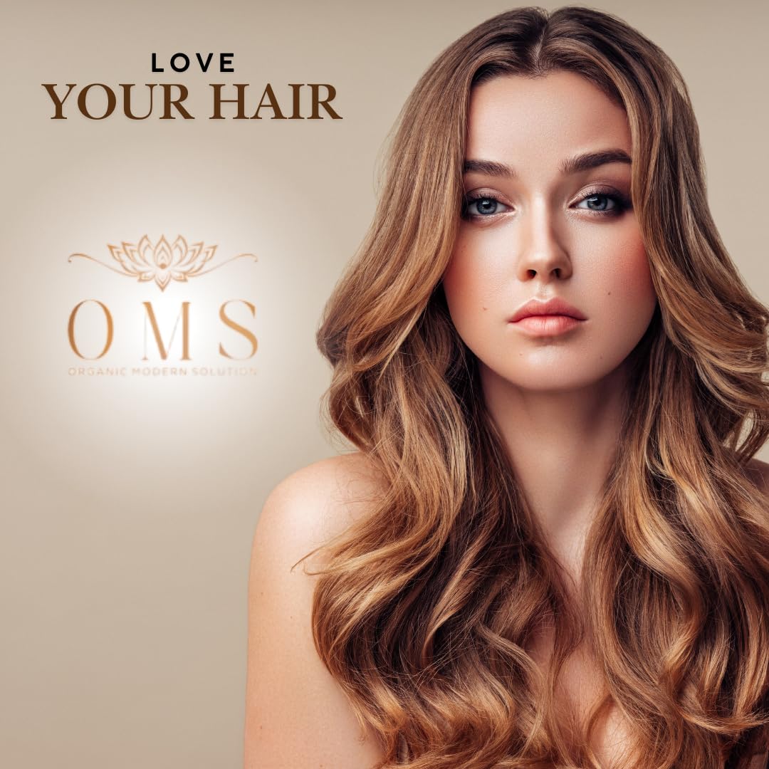 Organic Modern Solution ingredients featuring turmeric and neem for scalp nourishment.
