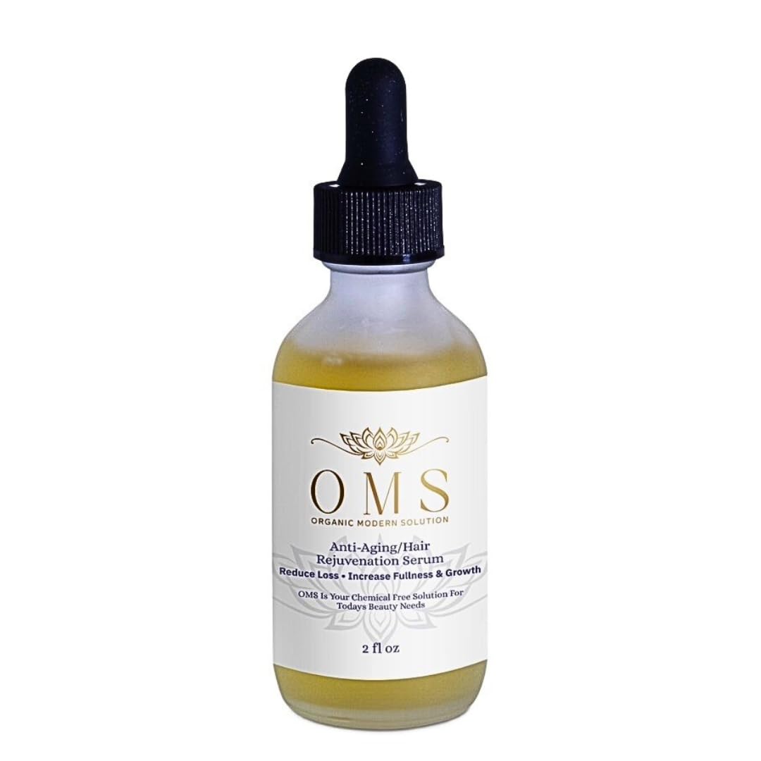 Organic Modern Solution Hair Growth Serum bottle highlighting TriBramla complex for follicle support.