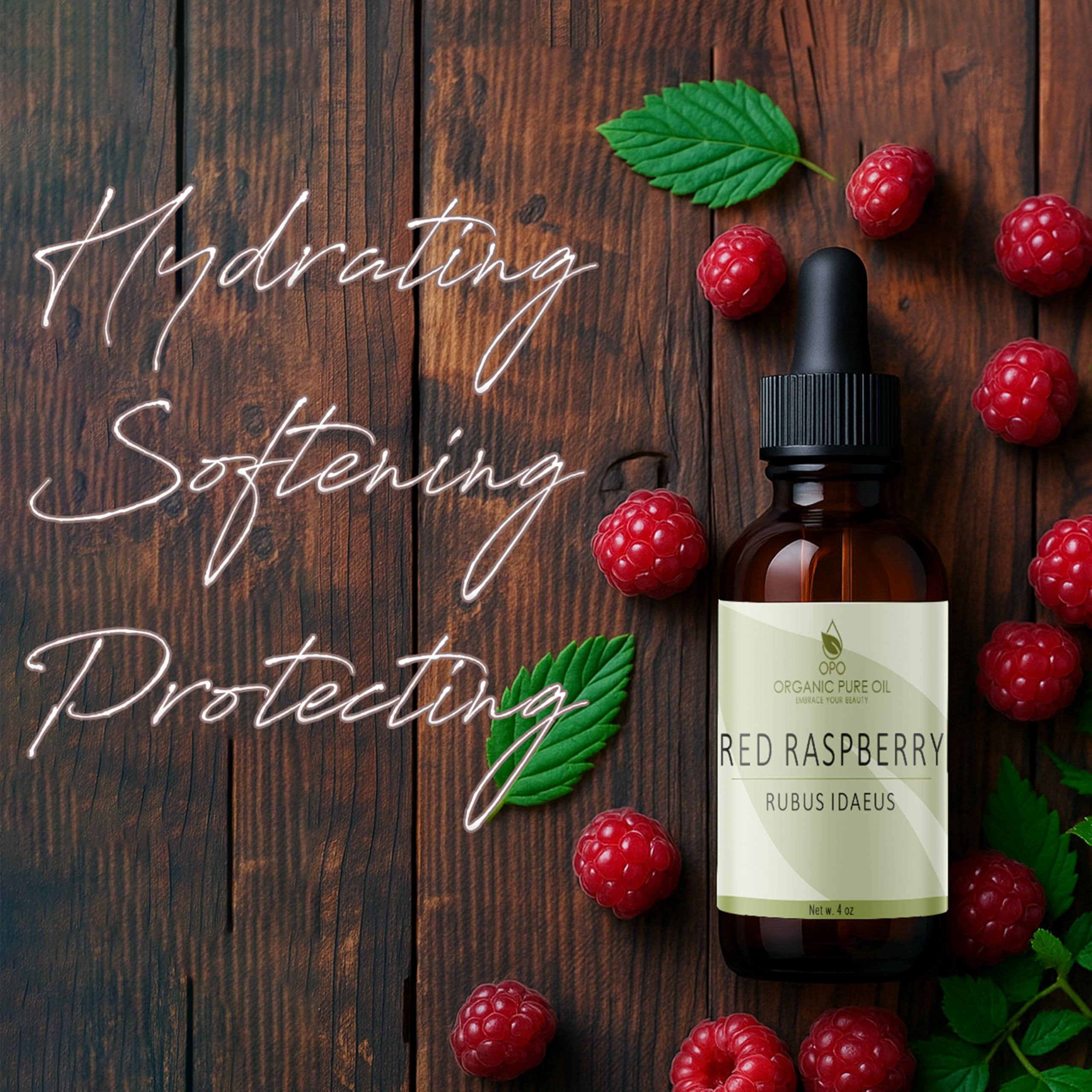 Amber-glass Raspberry Seed Oil bottle from Organic Pure Oil, premium storage.