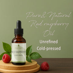 Dropper bottle of Organic Pure Oil Red Raspberry Seed Oil for precise application.