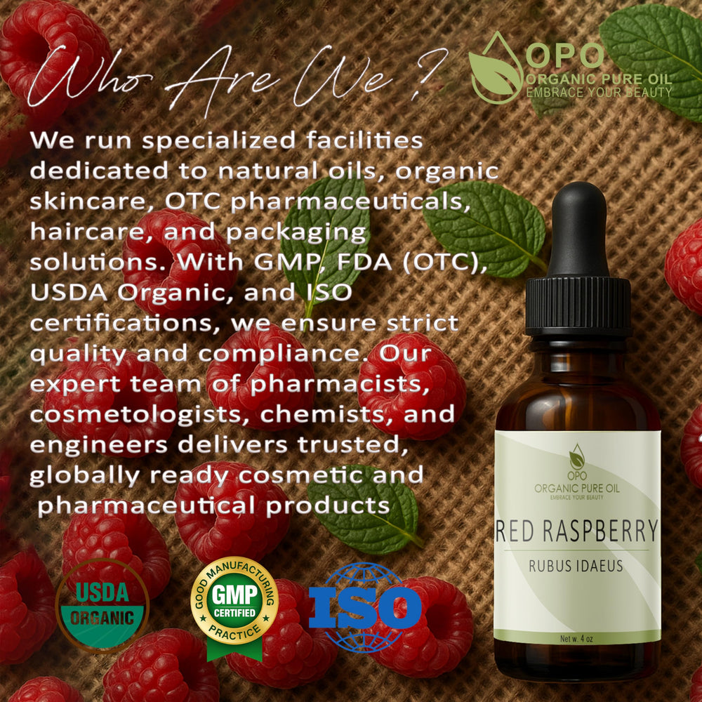 Nourishing Organic Pure Oil Red Raspberry Seed Oil provides daily moisture.