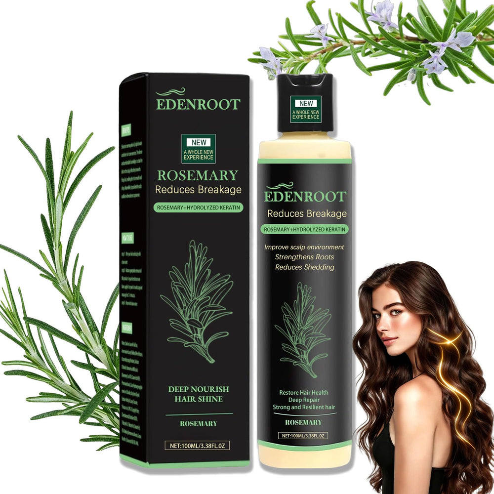 Organic Rosemary Hair Growth Shampoo bottle showing gentle cleansing for thinning hair