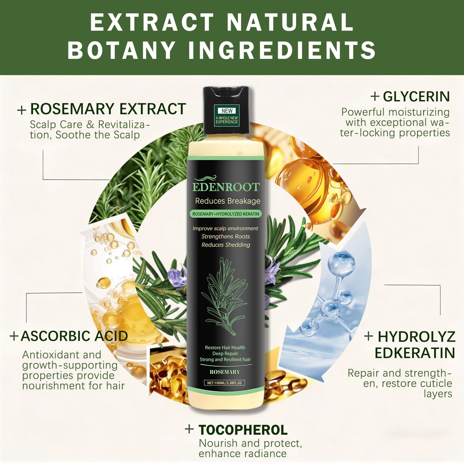 Organic Rosemary Hair Growth Shampoo foam demonstrates gentle cleansing and light volume