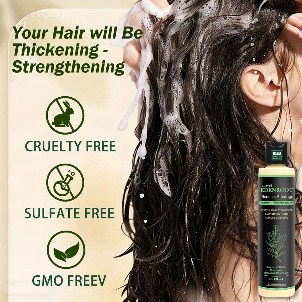 Organic Rosemary Hair Growth Shampoo in bathroom sink setting a routine wash