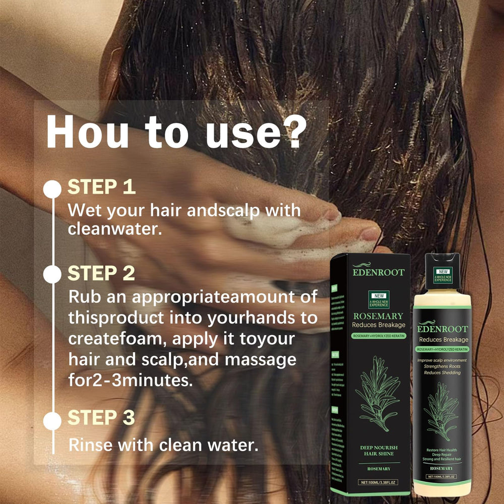 Organic Rosemary Hair Growth Shampoo ingredients banner communicates plant-based care